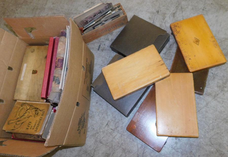 Lot Of Slides, Clock Maker Parts, Postcards, Doll Parts (1 of 3)