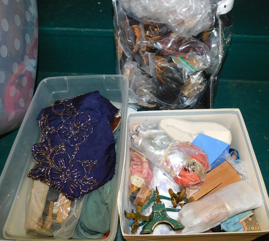 Lot Of Vintage Doll Shoes, Clothing, Hand Fans, Misc. (1 of 3)