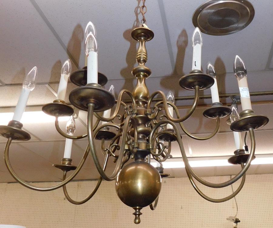 12 Light Brass Chandelier (1 of 2)