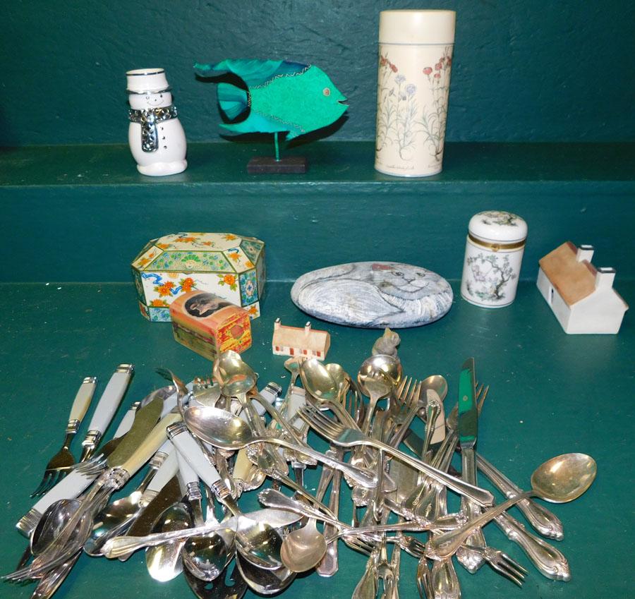 Lot Of Metalware -- Porcelain -- Silver Plate Flatware (1 of 3)