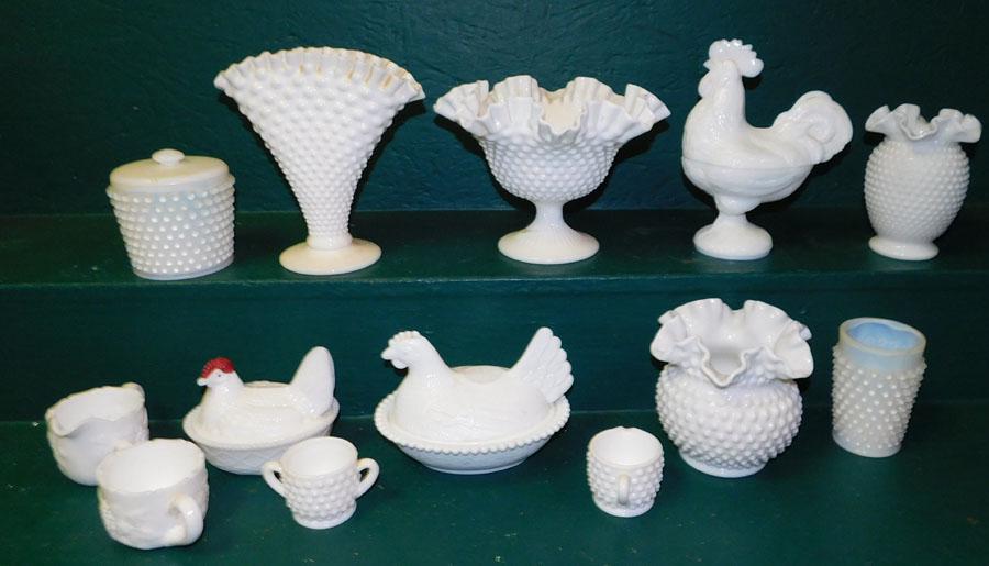 Lot Of Milk glass Vases -- Covered Dishes: Lot Of Milk glass Vases -- Covered Dishes.