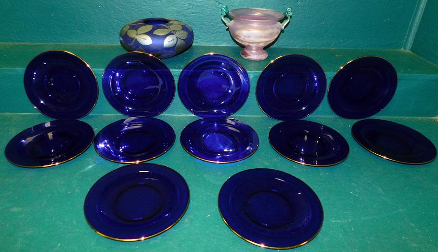 Lot 10 Cobalt Blue Glass Items (1 of 4)
