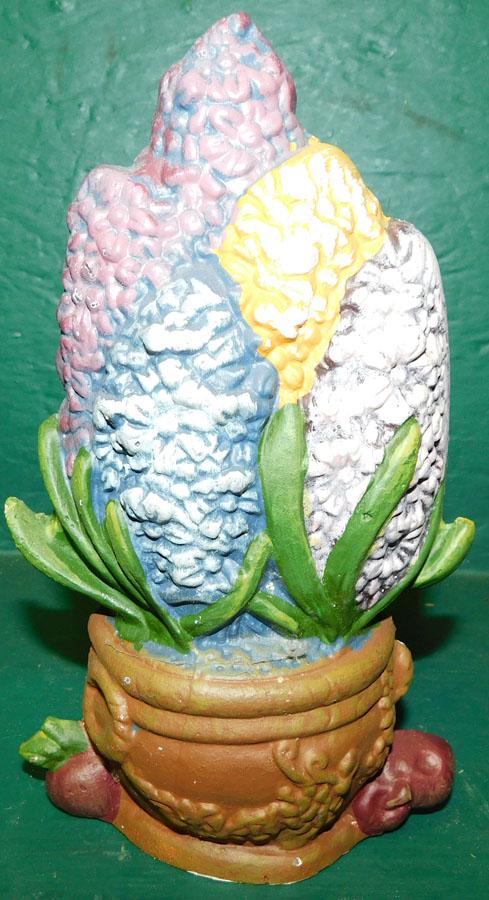 Painted Cast Iron Flower Basket Doorstop: Painted Cast Iron Flower Basket Doorstop.