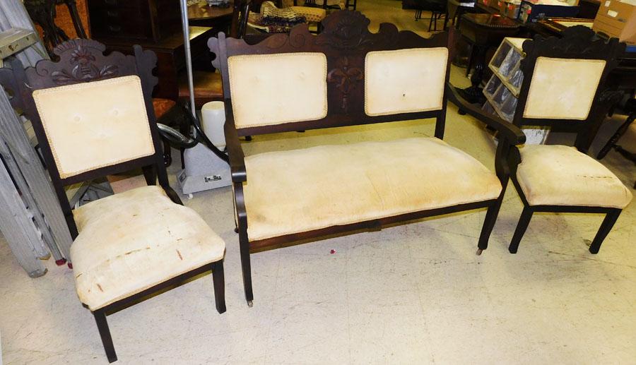 3 Piece Carved Walnut Victorian Parlor Set (1 of 3)