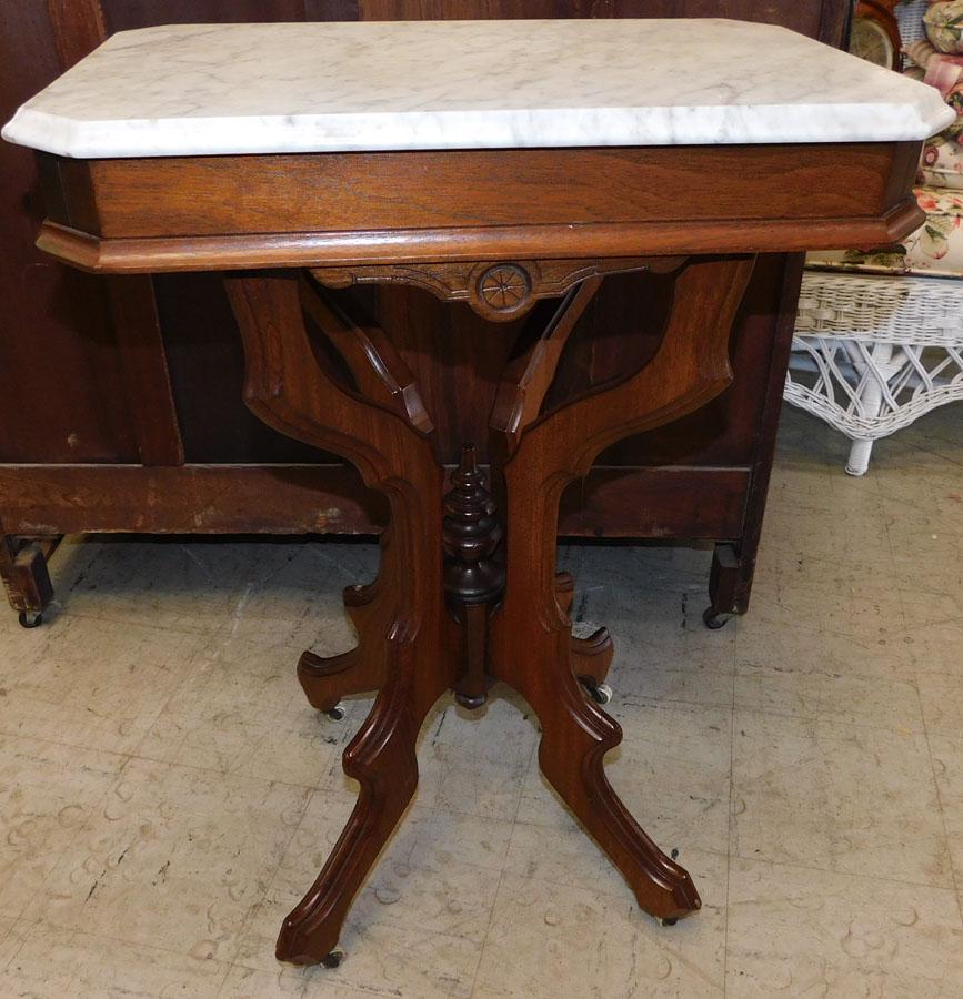 Walnut Victorian Marble Top Table (1 of 2)