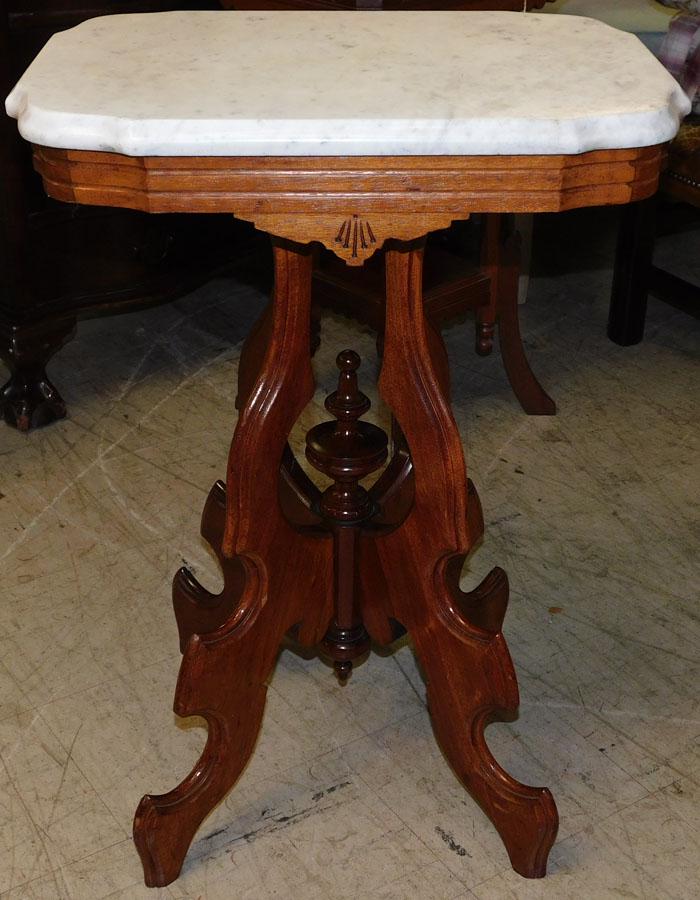 Walnut Victorian Marble Top Table (1 of 3)