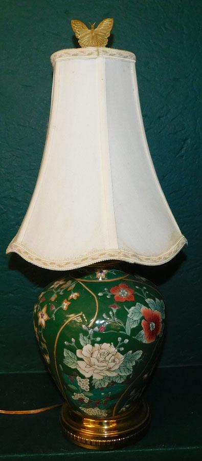 Paint Decorated Oriental Vase Made Into Lamp (1 of 3)