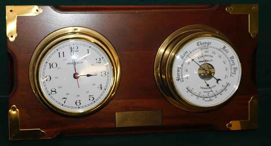 Brass & Cherry Clock & Barometer by Howard Miller (1 of 6)