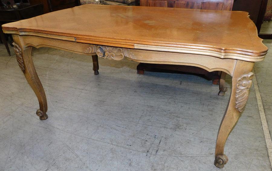 Carved Oak French Draw Leaf Dining Table (1 of 3)