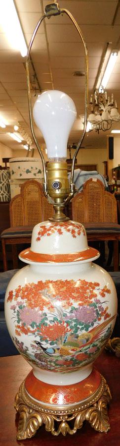 Paint Décor. Japenese Covered Urn Made Into Lamp (1 of 3)
