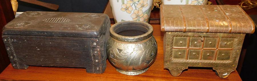 2 Metal Bound Boxes & Metal Bound Jar (1 of 5)