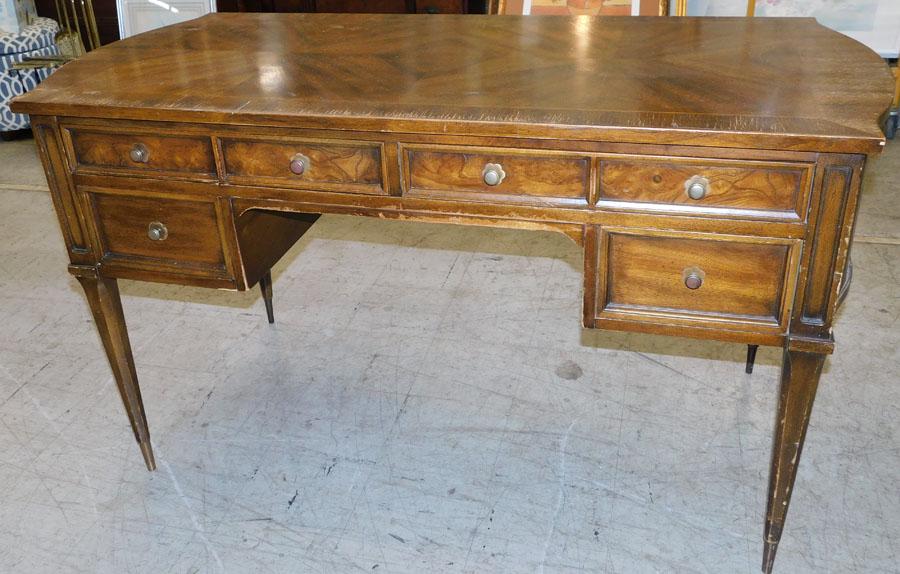 Walnut Inlaid Desk by American of Martinsville: Walnut Inlaid Desk by American of Martinsville. 52" W 25" D 30" H