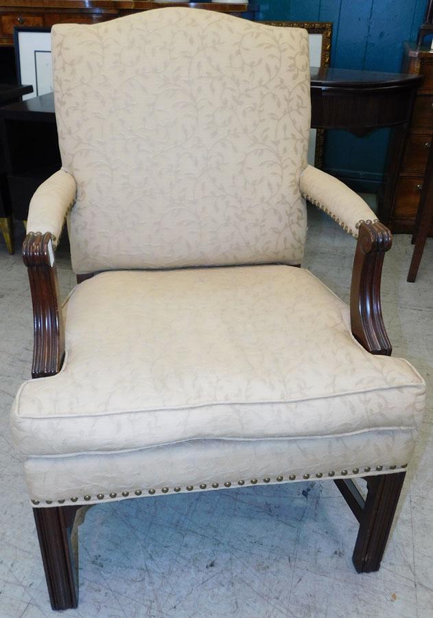 Mahogany & Upholstered Library Chair: Mahogany & Upholstered Library Chair . 37 1/2" H