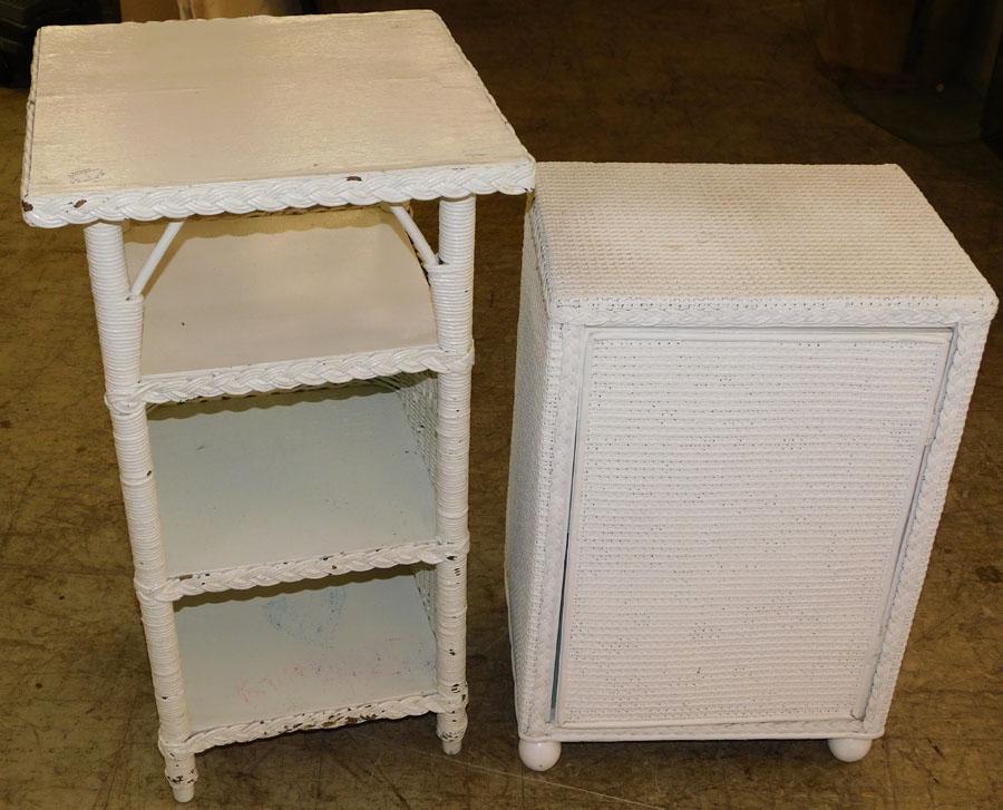 Wicker Stand & Wicker Cabinet (1 of 3)
