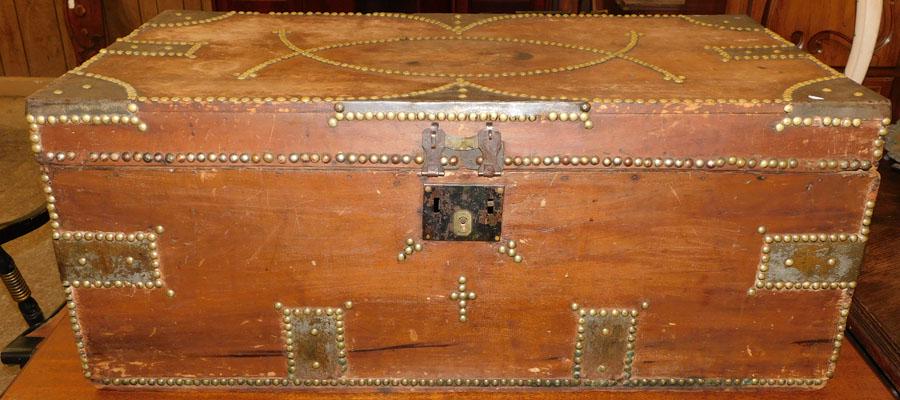 Antique Metal Bound Lift Top Box (1 of 5)