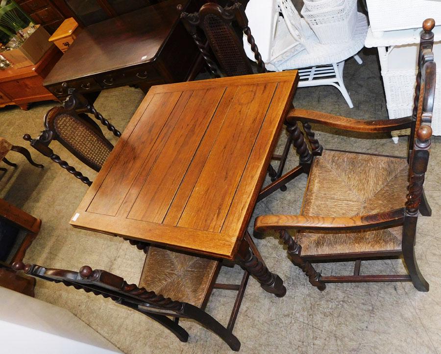 6 Pc Ant Oak Barley Twist Dining Set, (2 Chairs Need (1 of 5)