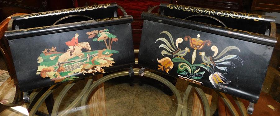 2 Painted Metal Magazine Stands: 2 Painted Metal Magazine Stands . 15 1/2" W 9" D 10" H