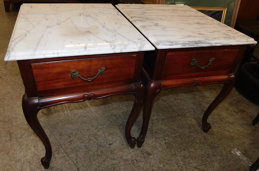 Pair of Marble Top End Tables with 1 Drawer (1 of 4)