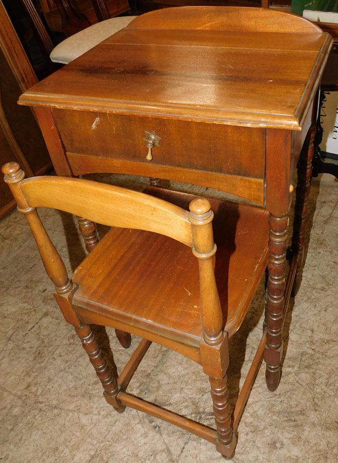 Antique Walnut Child's Desk & Chair (1 of 4)