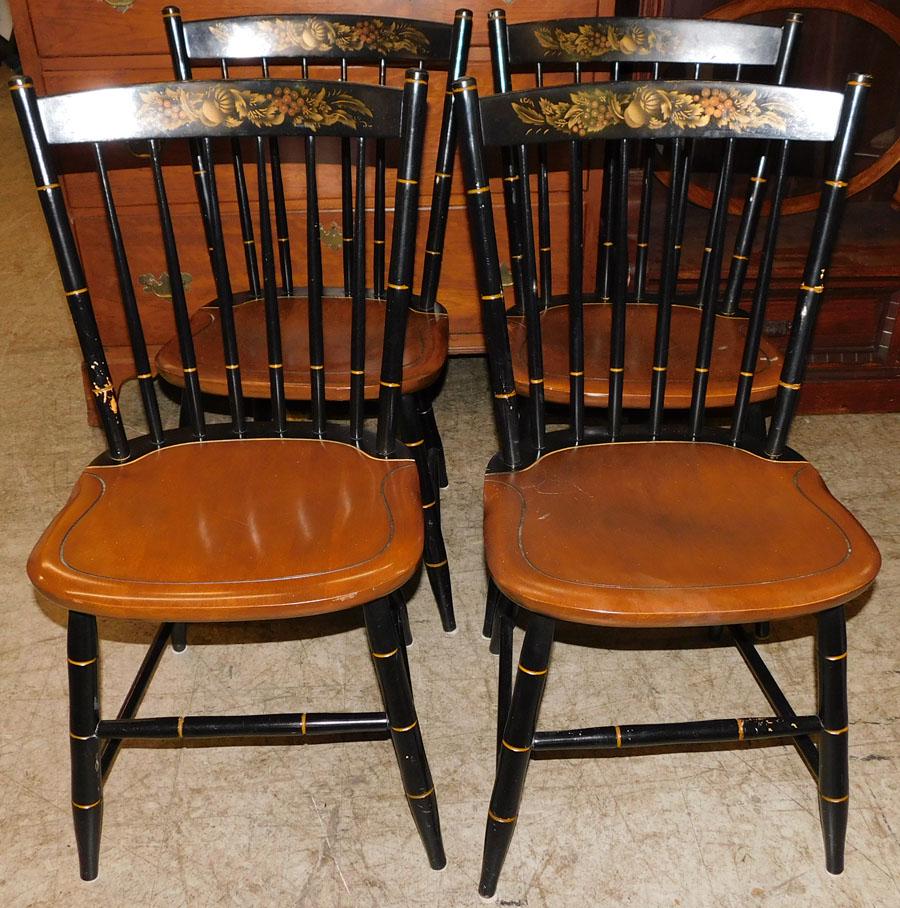 Set of 4 Signed Hitchcock Dining Chairs: Set of 4 Signed Hitchcock Dining Chairs. 34" H