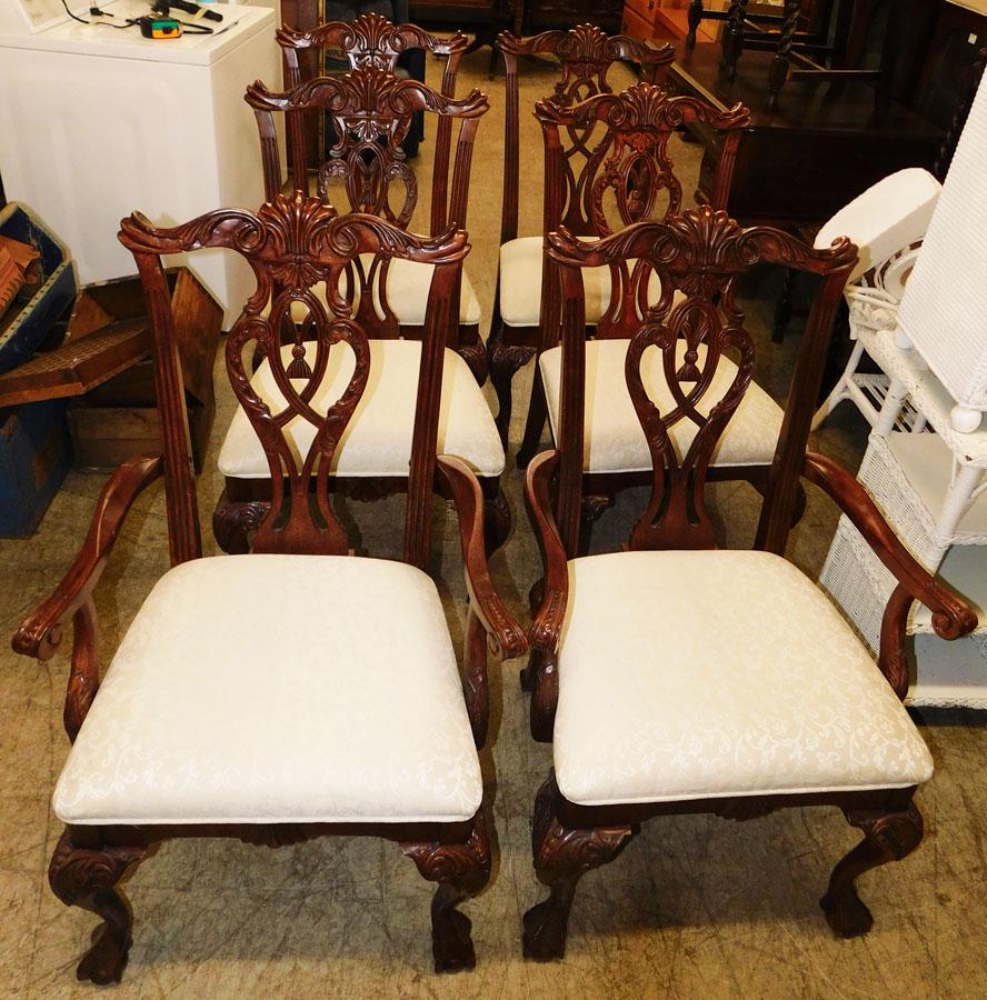 Set of 6 Carved Mahogany Chippendale Dining Chairs (1 of 5)