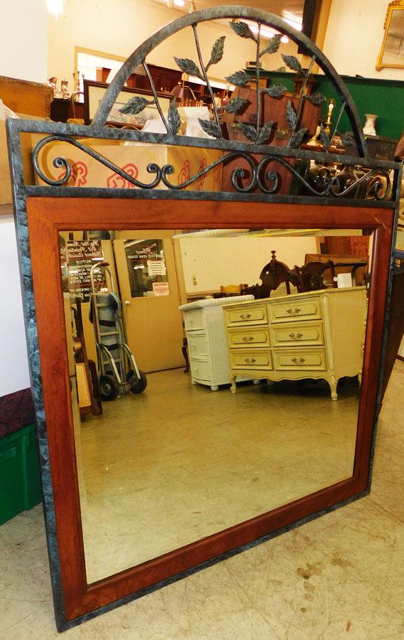 Cherry & Painted Metal Framed Mirror by Lexington (1 of 4)