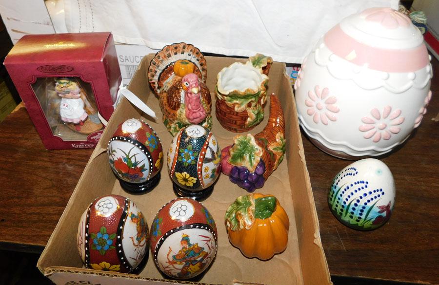 Lot of Paint Decorated Porcelain Eggs: Lot of Paint Decorated Porcelain Eggs.