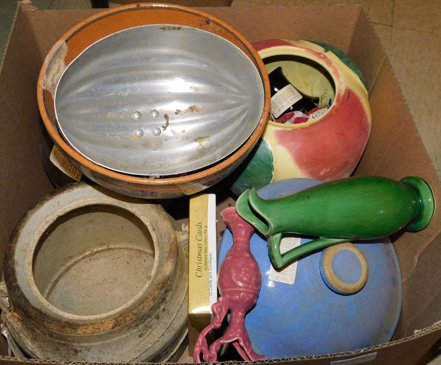 Lot of Stoneware Pots, Vase, & Pottery Bowl (1 of 2)