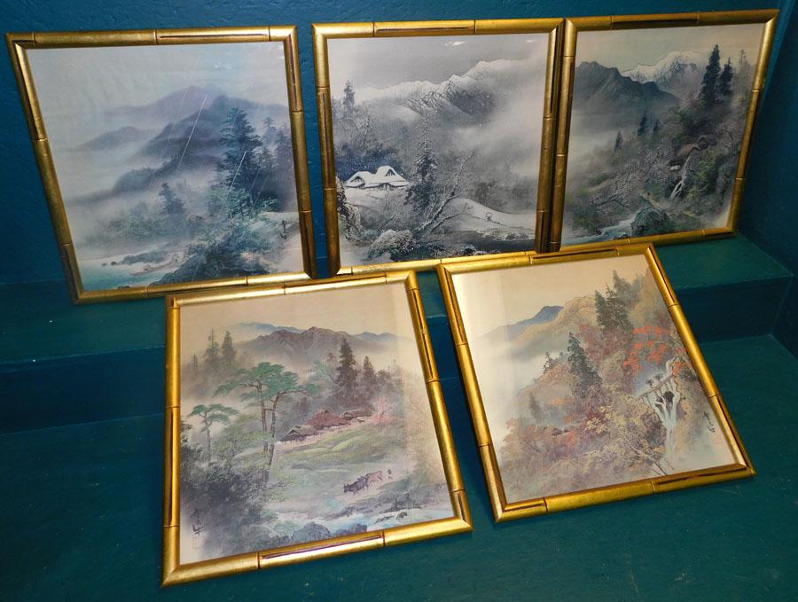 Lot of 5 Framed Oriental Prints (1 of 6)