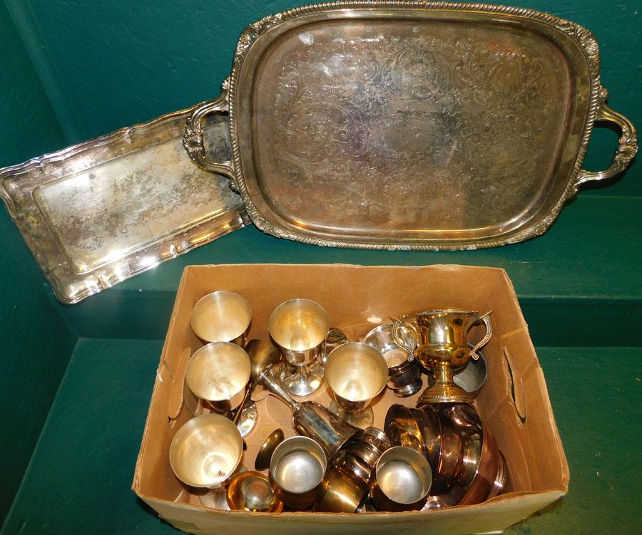 Lot of Silverplate Goblets, Coffee Pot, & Bowls (1 of 2)