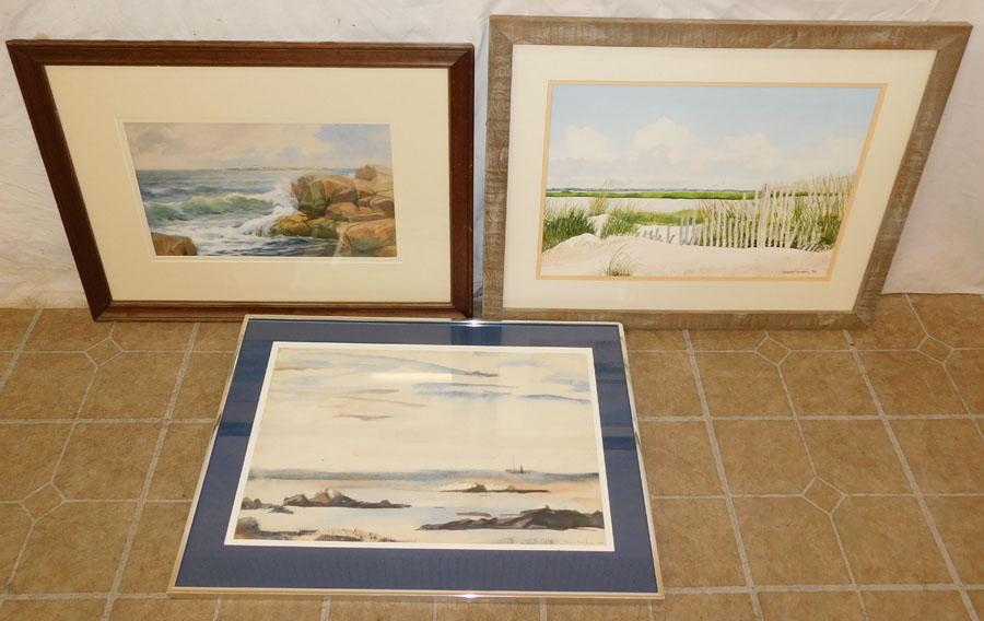 3 Watercolors of Ocean Scenes Signed (1 of 9)