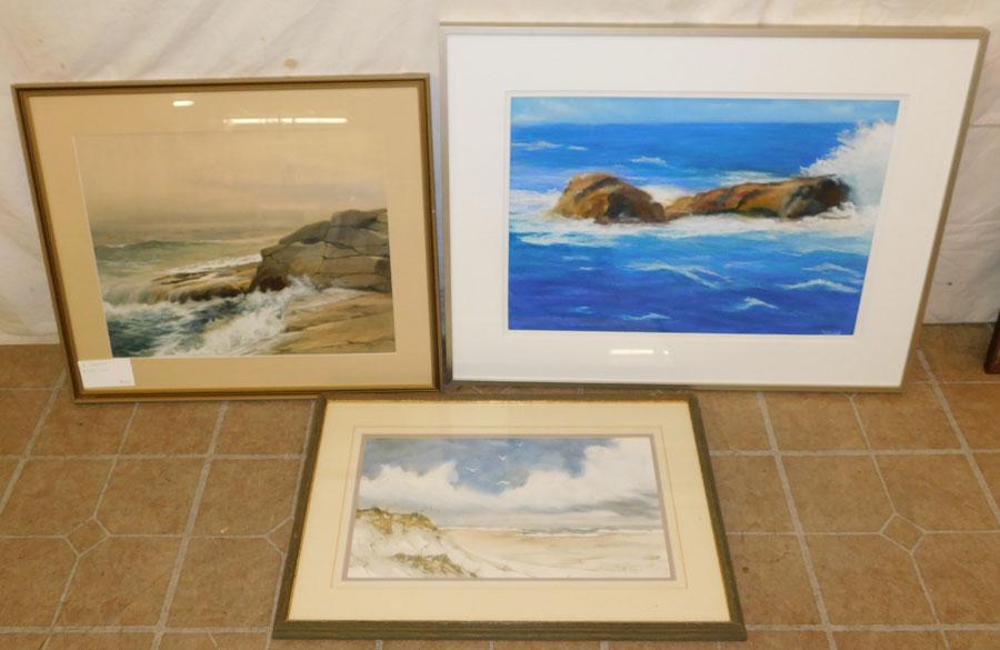 3 Watercolors Signed of Ocean Scenes (1 of 12)