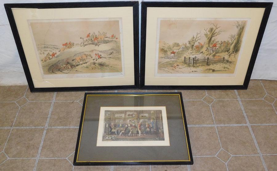 3 Framed Fox Hunt Engravings (1 of 9)