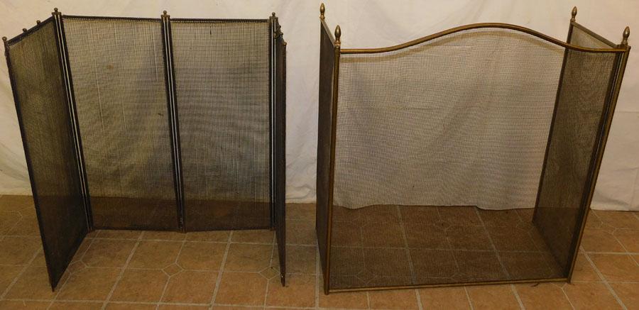 2 Brass & Wire Mesh Fire Screens (1 of 3)