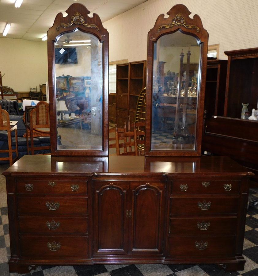 Cherry Double Dresser with Mirror By Thomasville (1 of 7)