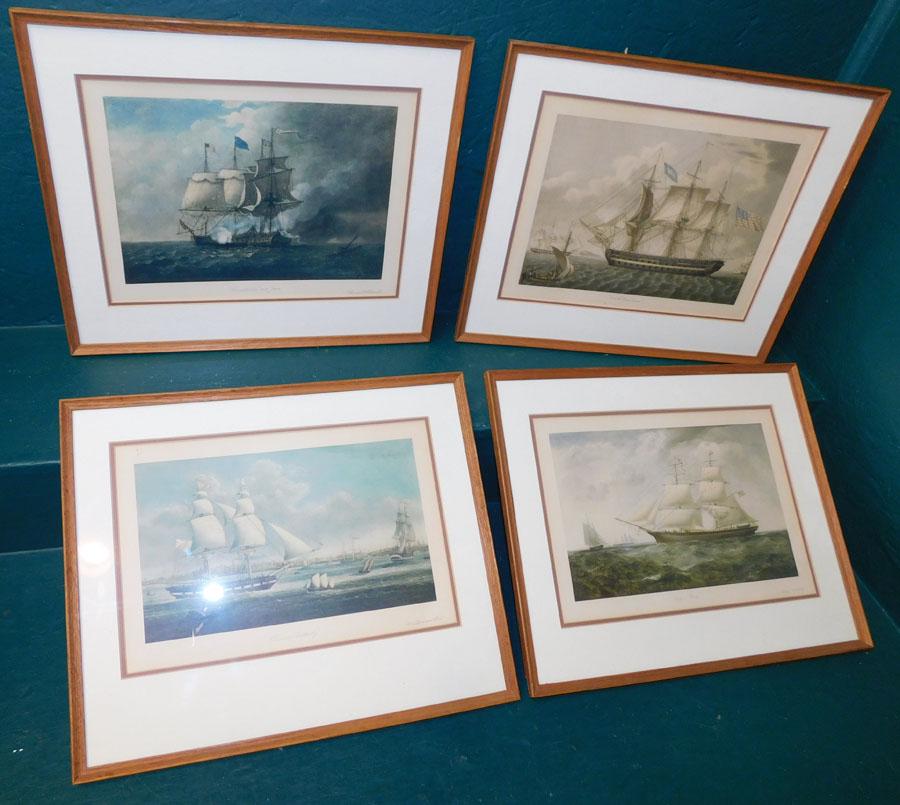 Lot of 4 Framed Ship's Prints, Pencil Signed (1 of 13)