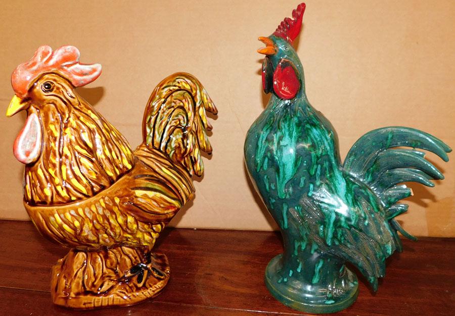 Porcelain Chicken Cookie Jar & Chicken Statue, (As Is) (1 of 5)