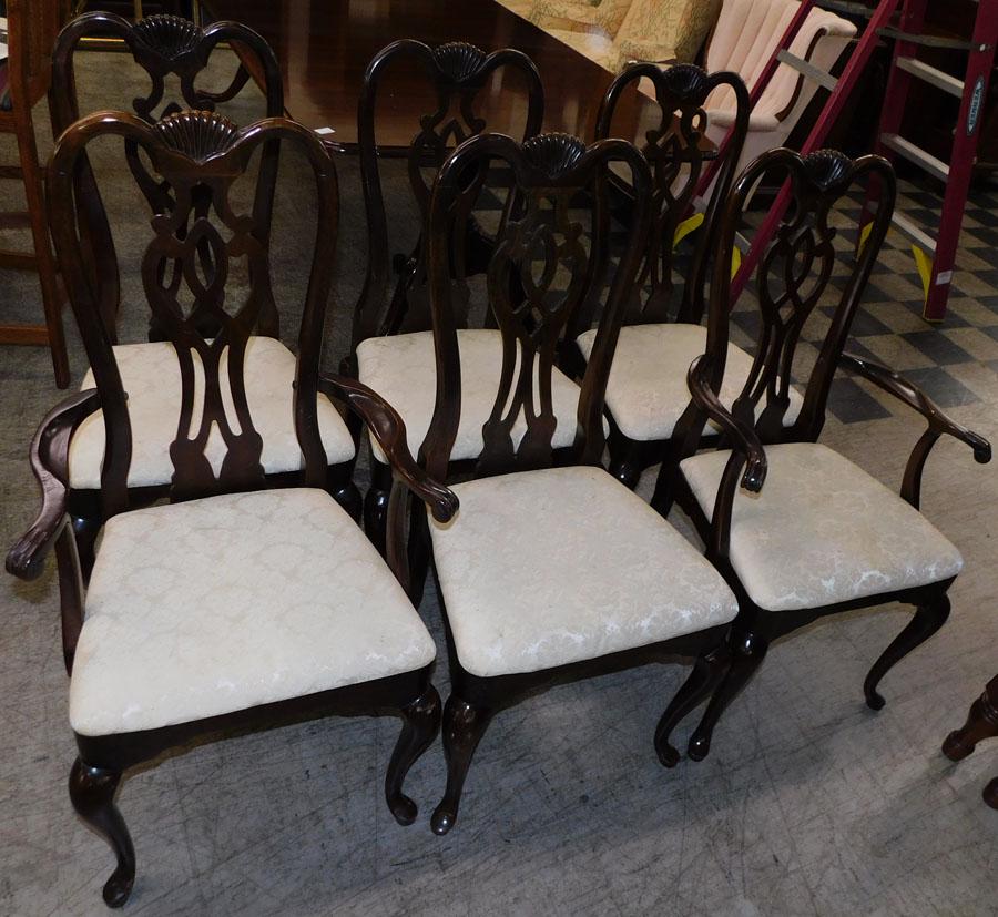 Set of 6 Cherry Queen Anne Dining Chairs by Thomasville (1 of 4)