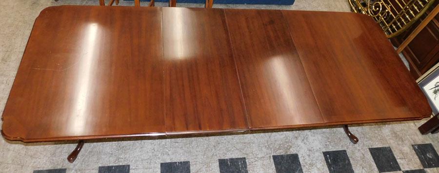 Cherry 2 Pedestal Dining Table with 2 Leaves (1 of 3)