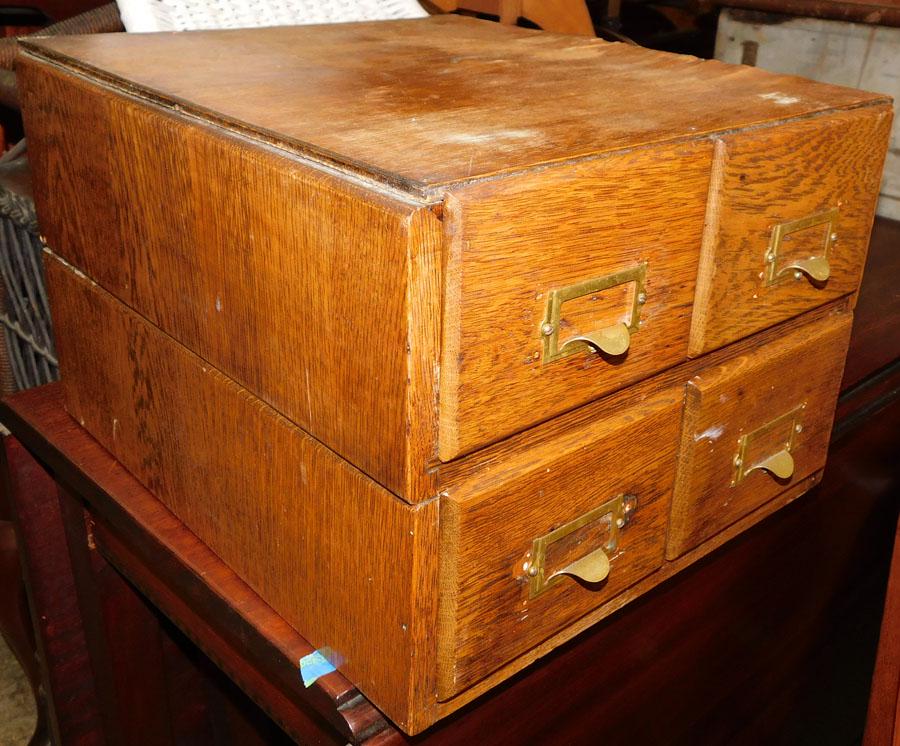 Antique Oak Desk Helper File Chest (1 of 3)