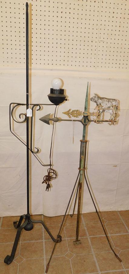 Wrought Iron Floor Lamp & Copper Metal Lightning Rod (1 of 2)