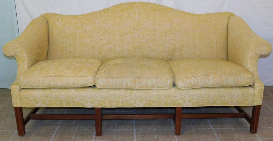Mahogany & Upholstered Camel Back Sofa (1 of 3)