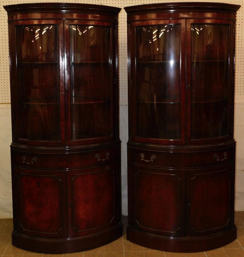 Pr Mahog Bowfront Corner Cabinets by White Furniture (1 of 7)