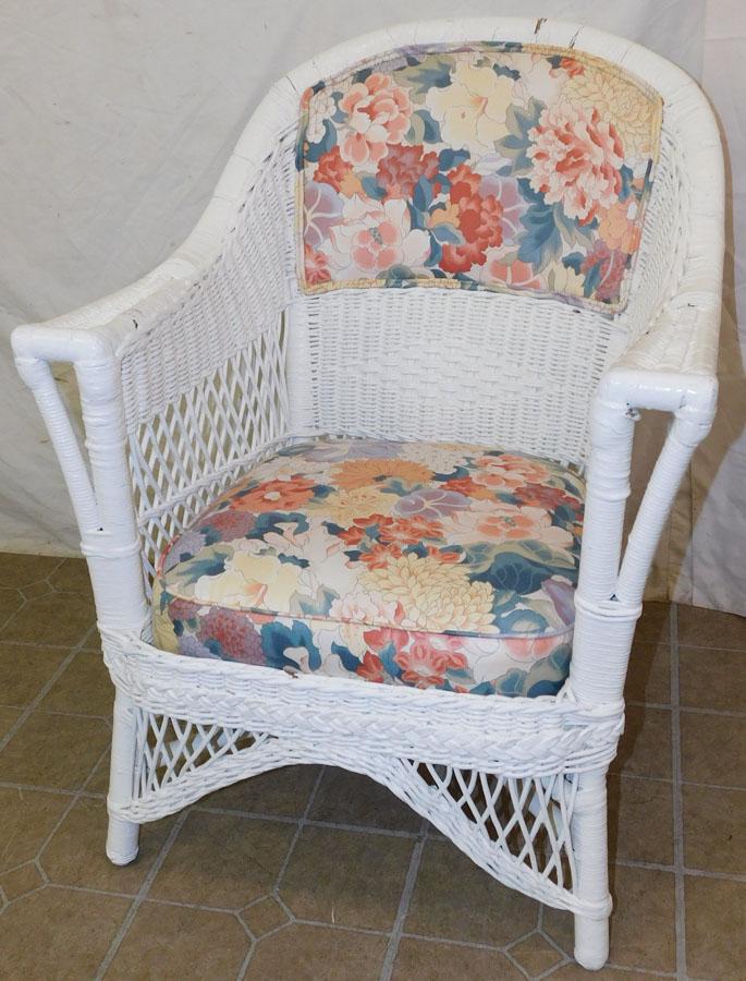 Painted Wicker Arm Chair (1 of 2)