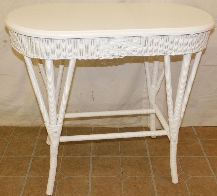 Painted Wicker Table & Side Chair (1 of 4)