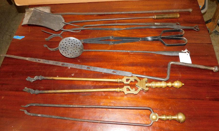 Wrought Iron Fire Tools, Strainer, Pokers, (1 of 2)