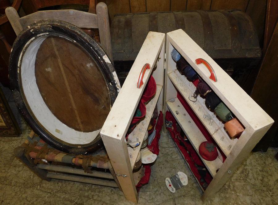 Dome Top Trunk, Sewing Stand, Ladder Back Chair (1 of 2)