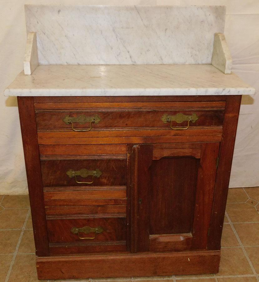 Walnut Victorian Marble Top Washstand (1 of 4)