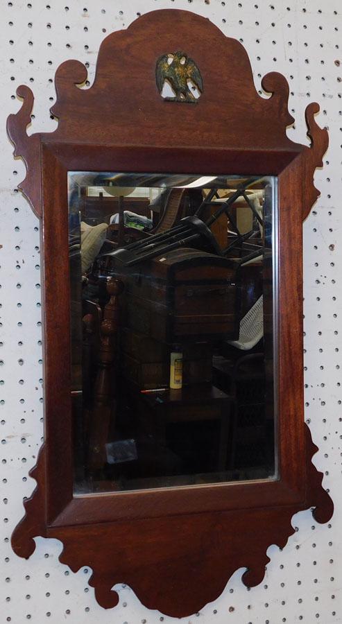 Mahogany Chippendale Bevel Glass Mirror: Mahogany Chippendale Bevel Glass Mirror . 17 1/4" x 32"
