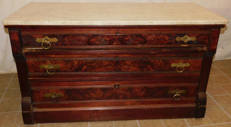 Walnut Victorian Marble Top Chest, (Needs Repair) (1 of 6)